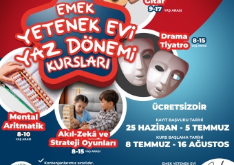 Emek Yetenek Evi’nde Yaz Dönemi Kursları Başlıyor