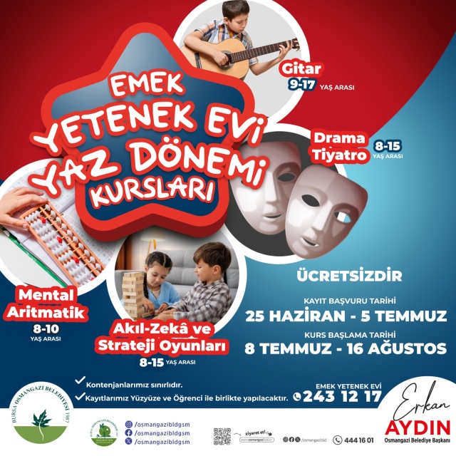 Emek Yetenek Evi’nde Yaz Dönemi Kursları Başlıyor