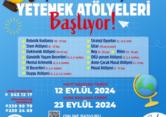 Çocuk ve Genç Yetenek Atölyeleri Başlıyor